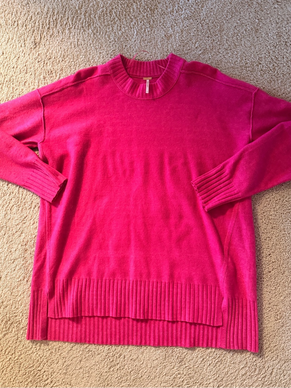 Free People Hot Pink Crewneck Sweater